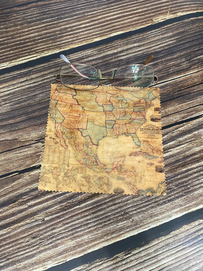 Vintage Us Map Microfiber Cloth Eye Glass Cleaning Tablet Phone