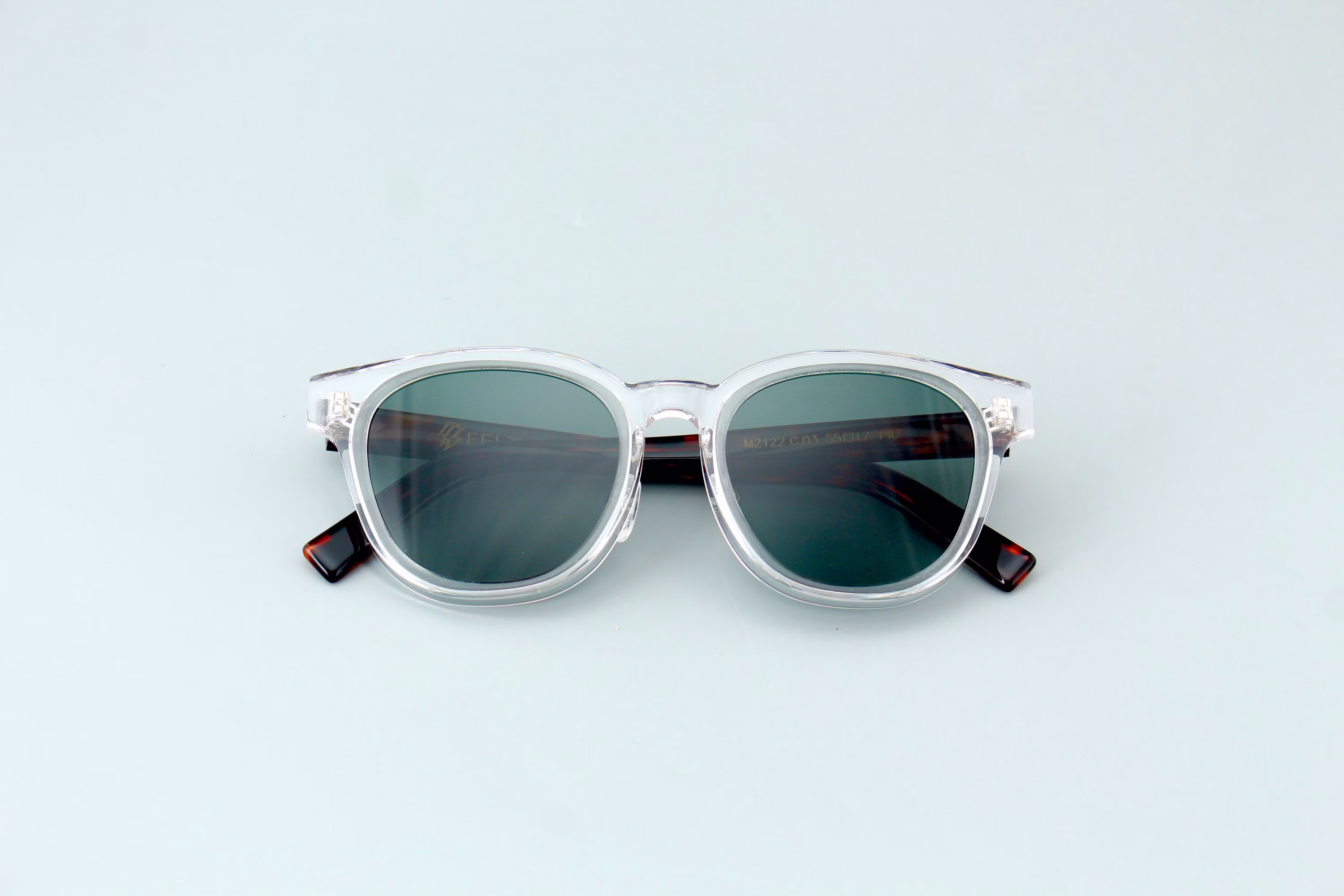 Crystal Grey On Tortoise Acetate Polarized Sunglasses