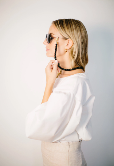 Glasses & Masks Chain - Thick Black Twisted Cord Sunglasses & Eyeglasses Strap Leash