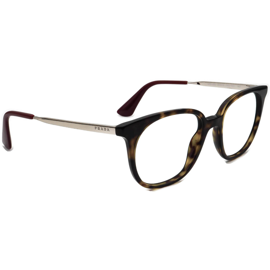 Prada Eyeglasses Vpr 13U 2Au-1O1 Tortoise/Silver Square Frame Italy 50[]18 140