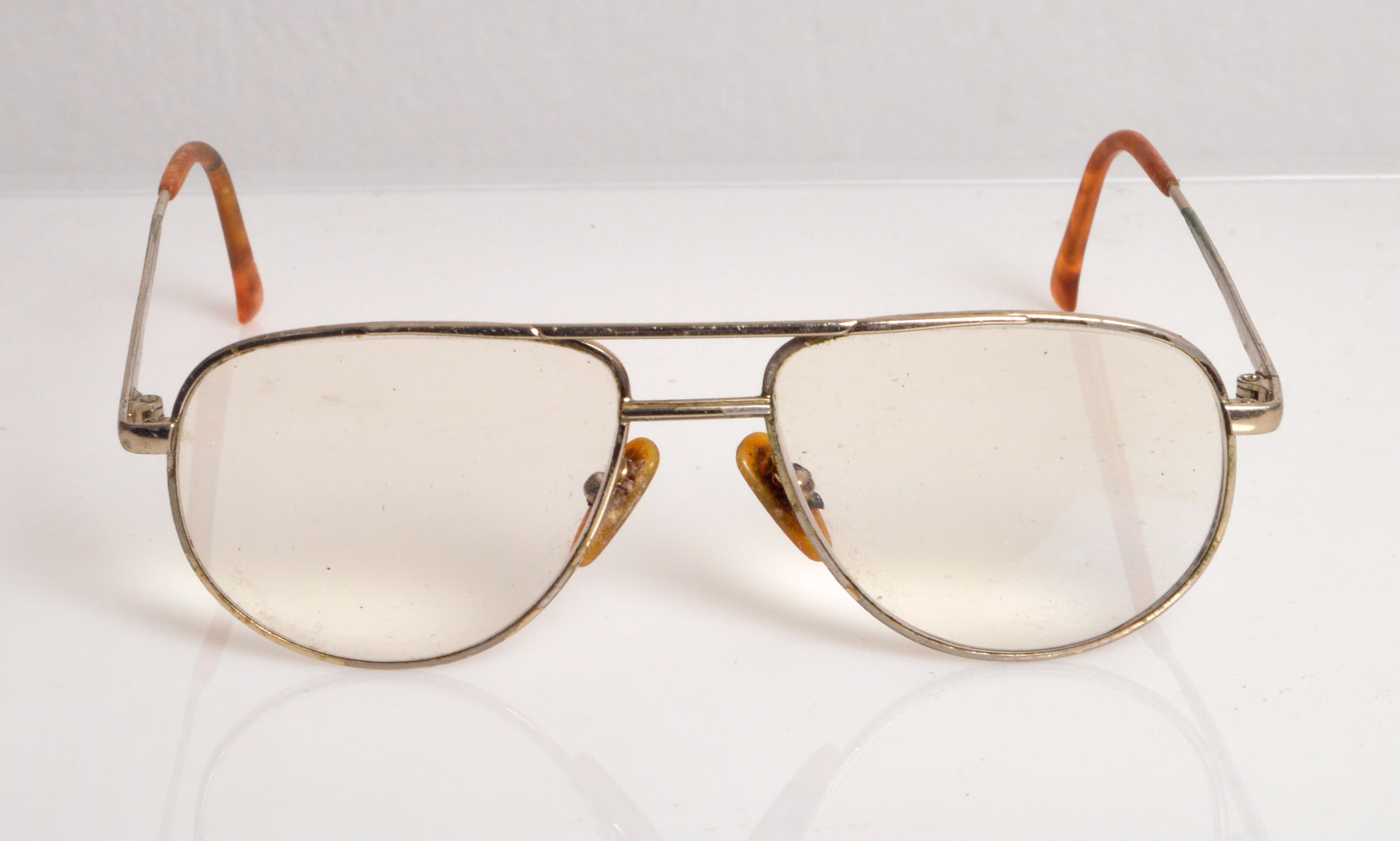 Vintage Mc13-Tr 1M Eyewear, Gold Aviator Frame, With Brown Temple Tips, Rx-Able Prescription Lenses. Rare Piece
