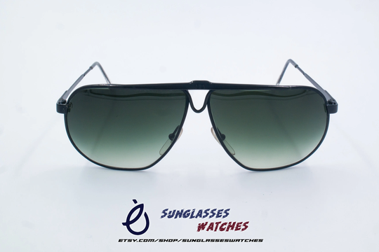 Metalin Black Aviator Sunglasses/Nos 1970S Vintage Designer Men