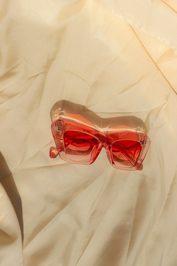 Transparent Pink Chunky Oblong Cat Eye Sunglasses