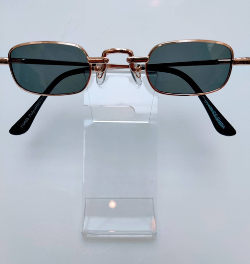 Rectangle Black Lens Gold Frame Sunglasses