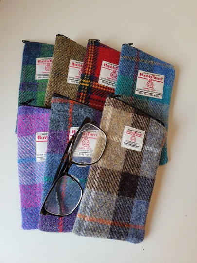Handmade Harris Tweed Glasses Case, Tartan Glasses Case, Plaid Scottish Gift