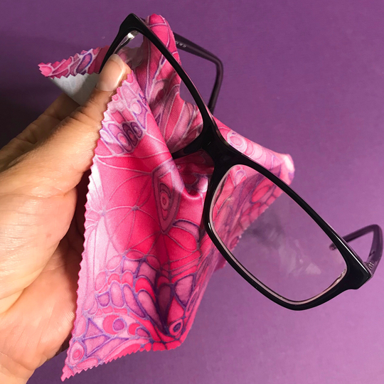 Pink Butterfly Glasses Cleaning Cloth - Rose & Fuchsia Screen Cleaner For Computer Tablet Or Phone Lens Office Gift
