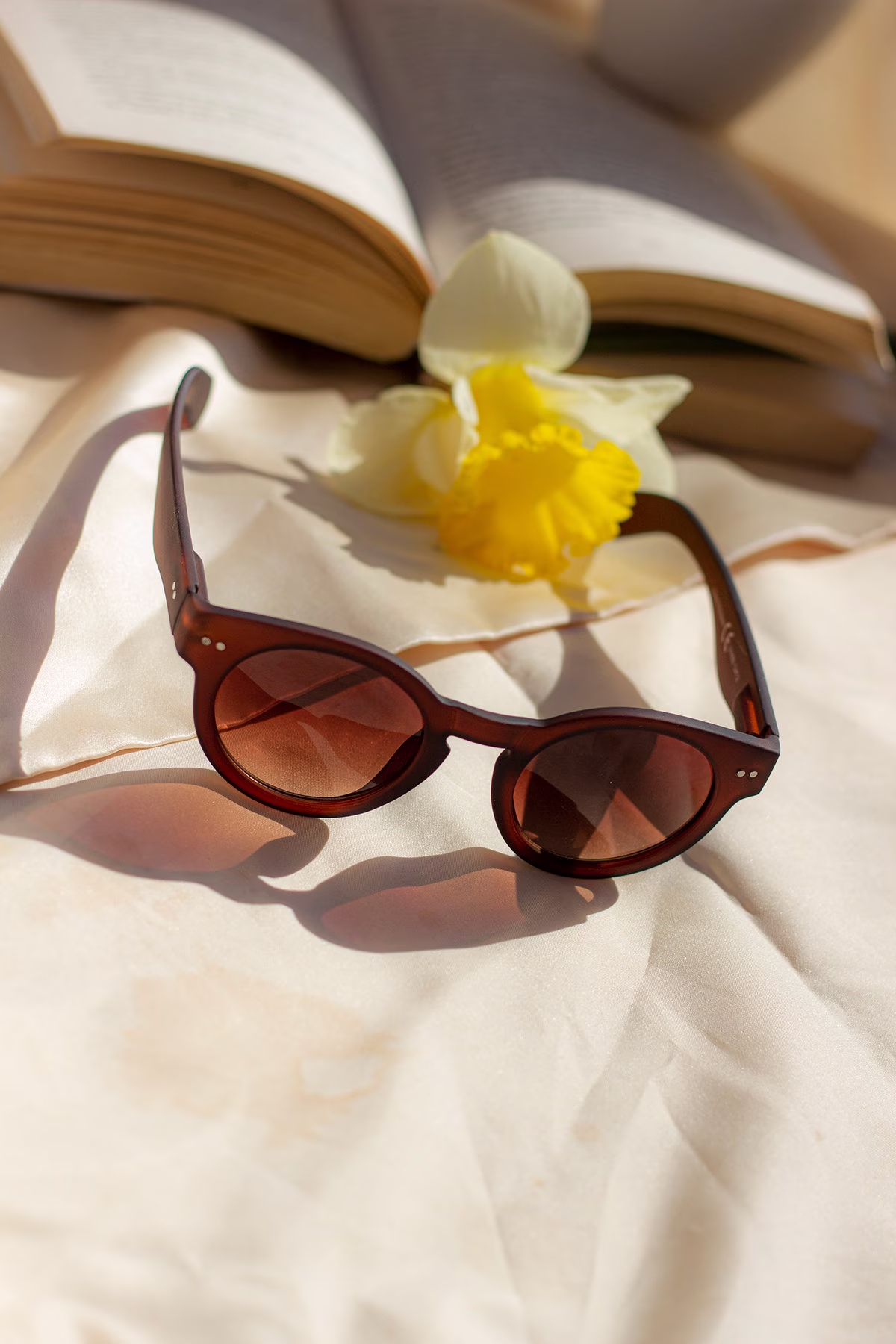 Red Brown Chunky Round Sunglasses