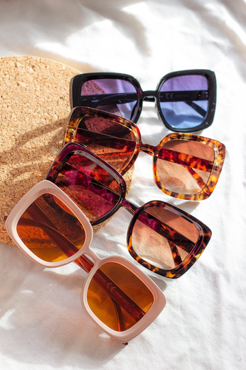 Beige Oversized Square 70S Sunglasses