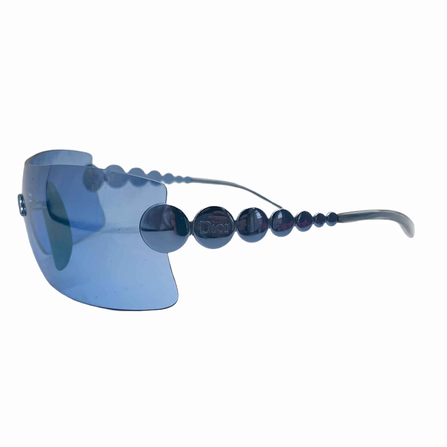 Dior Sunglasses - Authentic Millennium Rimless Shield in Blue Vintage Genuine 2000S Y2K