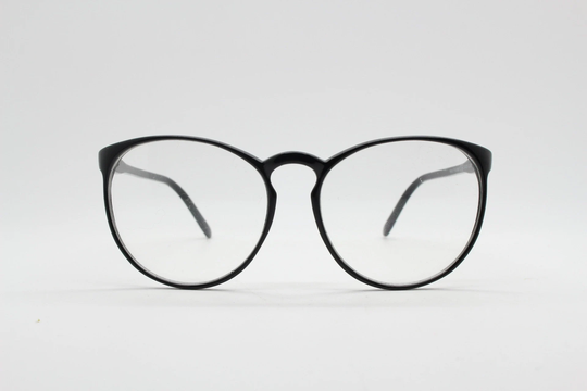 80S Vintage Black Round Glasses. Slightly Oversized Slim Optical Frames. Prescription Eyeglasses With Clear Lens. Rx Spectacles