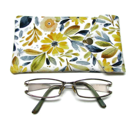 Eyeglass Case, Padded, Premium Cotton, Snap Closure, Eyeglass Holder, Eyewear Case, Readers, Dear Stella Yellow