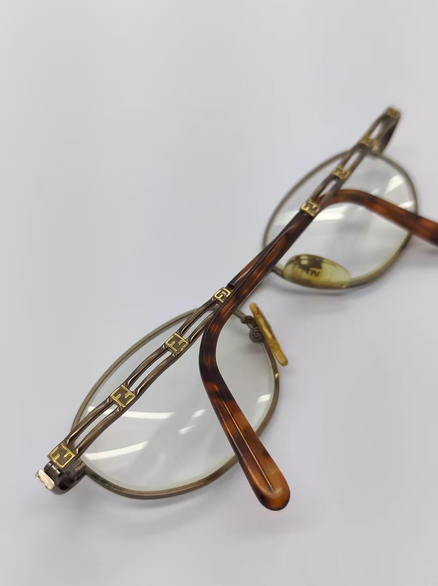 Vintage Fendi Bronze Gold Eyeglass Frames Mod F67 Rx Lenses