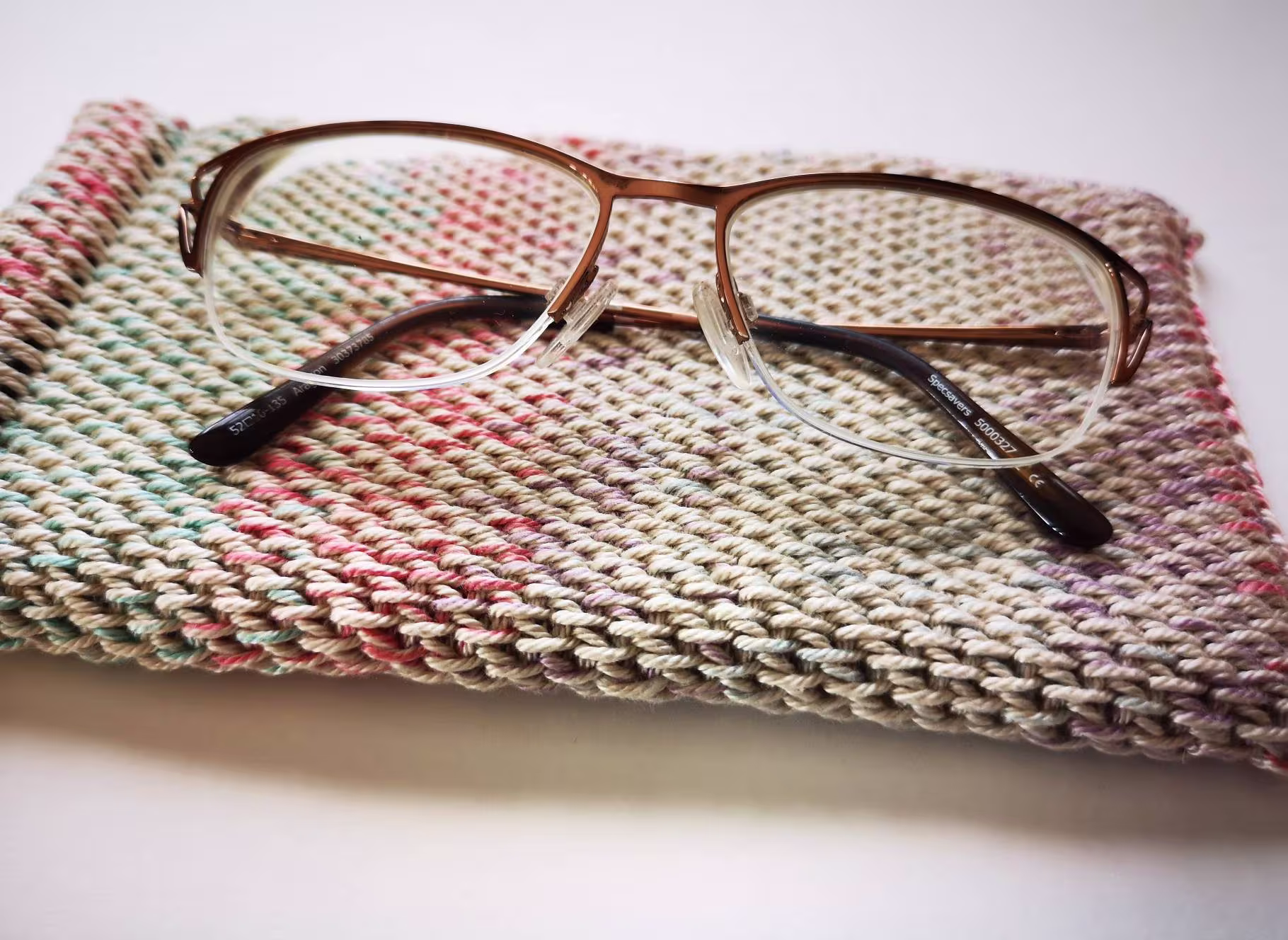 Multicolour Hand Crochet Cotton Glasses Case . Mother's Day Gift 2022