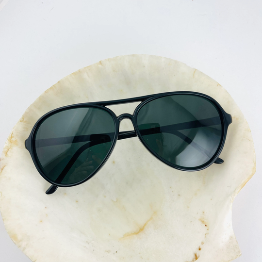 Vintage Deadstock Black Pilot Aviator Sunglasses