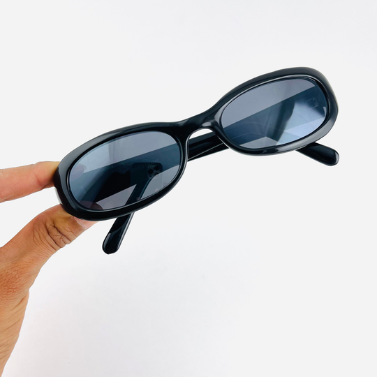 Authentic Vintage 90S Black Rectangle Sunglasses With Mirror Lens
