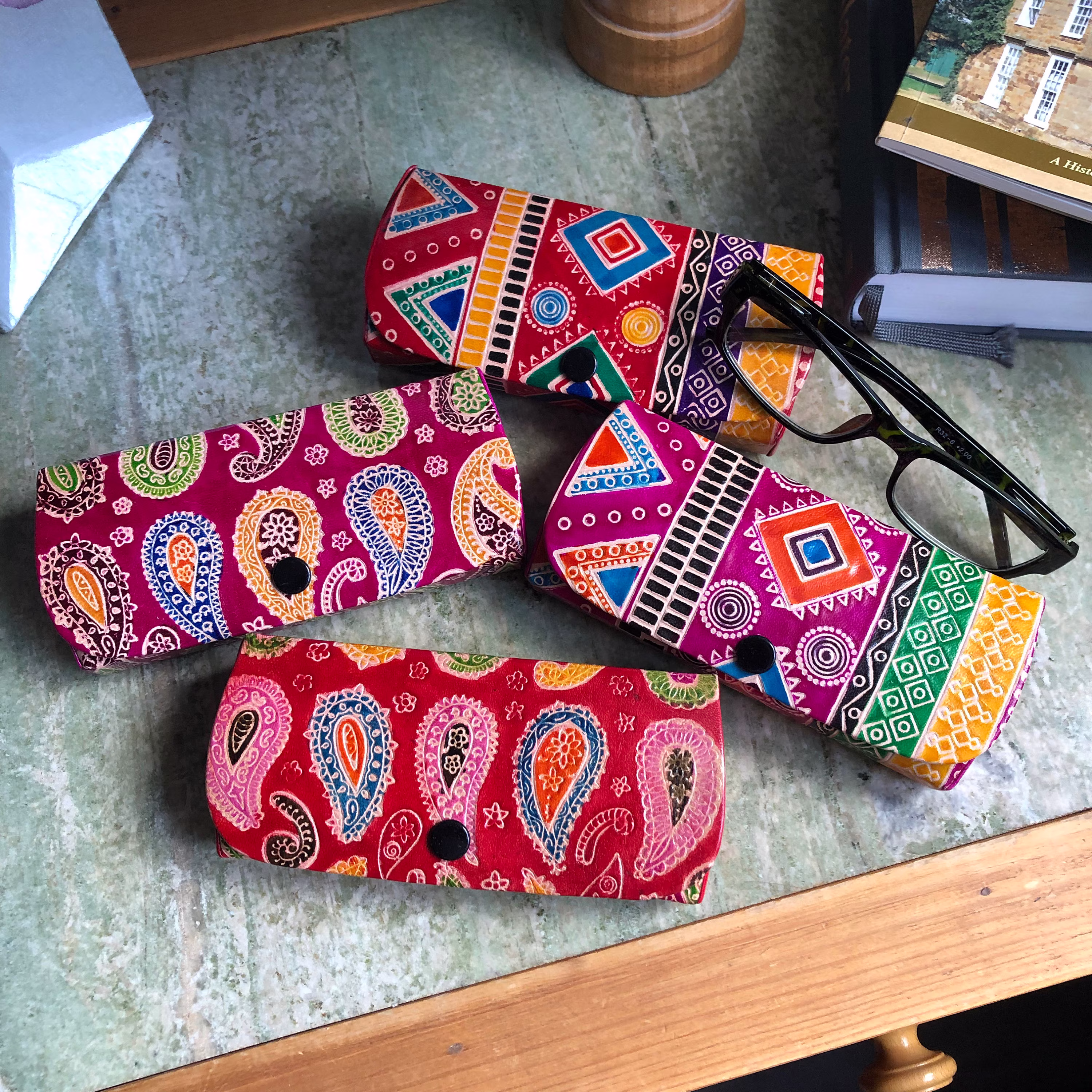 Leather Case For Glasses, Hard Glasses Case, Reading Glass Painted Sunglass Unisex Eye