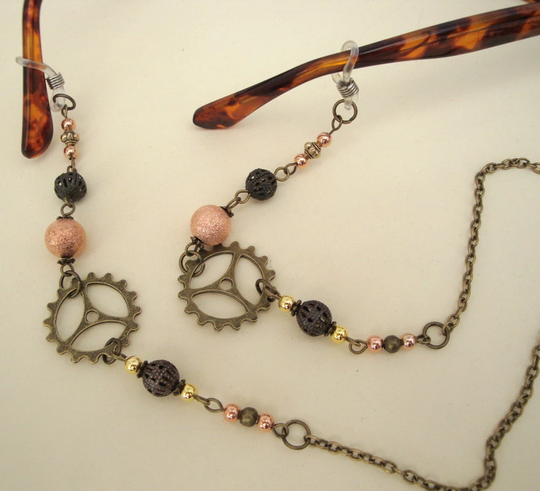 Steampunk Glasses Chain Vintage Style Bronze Cogs Sunglasses Spectacles Lanyard