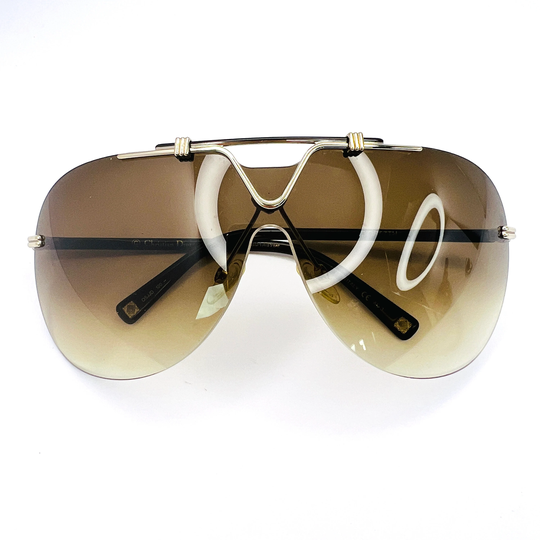 Dior Sunglasses Aviator Rimless Logo Oversized Pilot Brown Christian 57Th Tinted Gold Gradient Ombre Monogram Y2K 90S Authentic Vintage