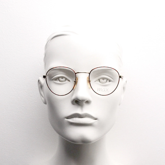 Max 90S Vintage Round Metal Glasses Model 104 Made in Italy. Vibrant Metallic Red & Gold Optical Frames. Prescription Eyeglasses Nos