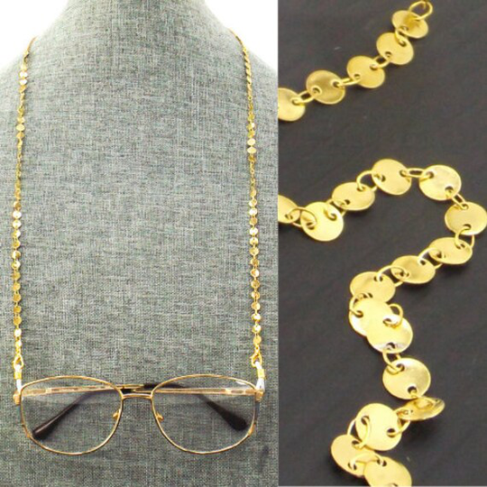 Disc Chain Necklace For Glasses Women | Gold Eyeglass Women's Sunglasses Holder Face Mask Lanyard