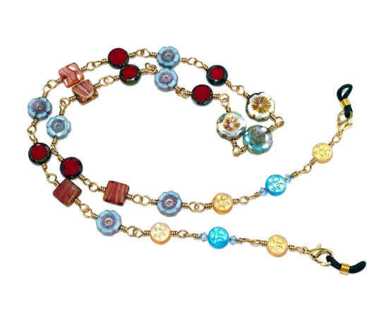 Moon Flower Eyeglass Chain, Reading Glass Necklace, Eye Lanyard, Beaded Sunglass 27.25 Inches
