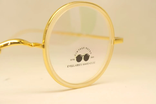 Round Retro Glasses Gold Yellow John Lennon Style Saddle Bridge Eyewear