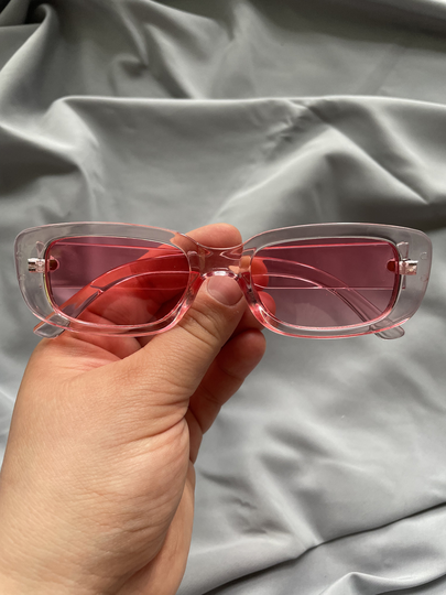 Transparent Pink Small Retro Rectangular Sunglasses | Trendy Y2K Square Oval Vintage Unisex Fashion More Colours Available