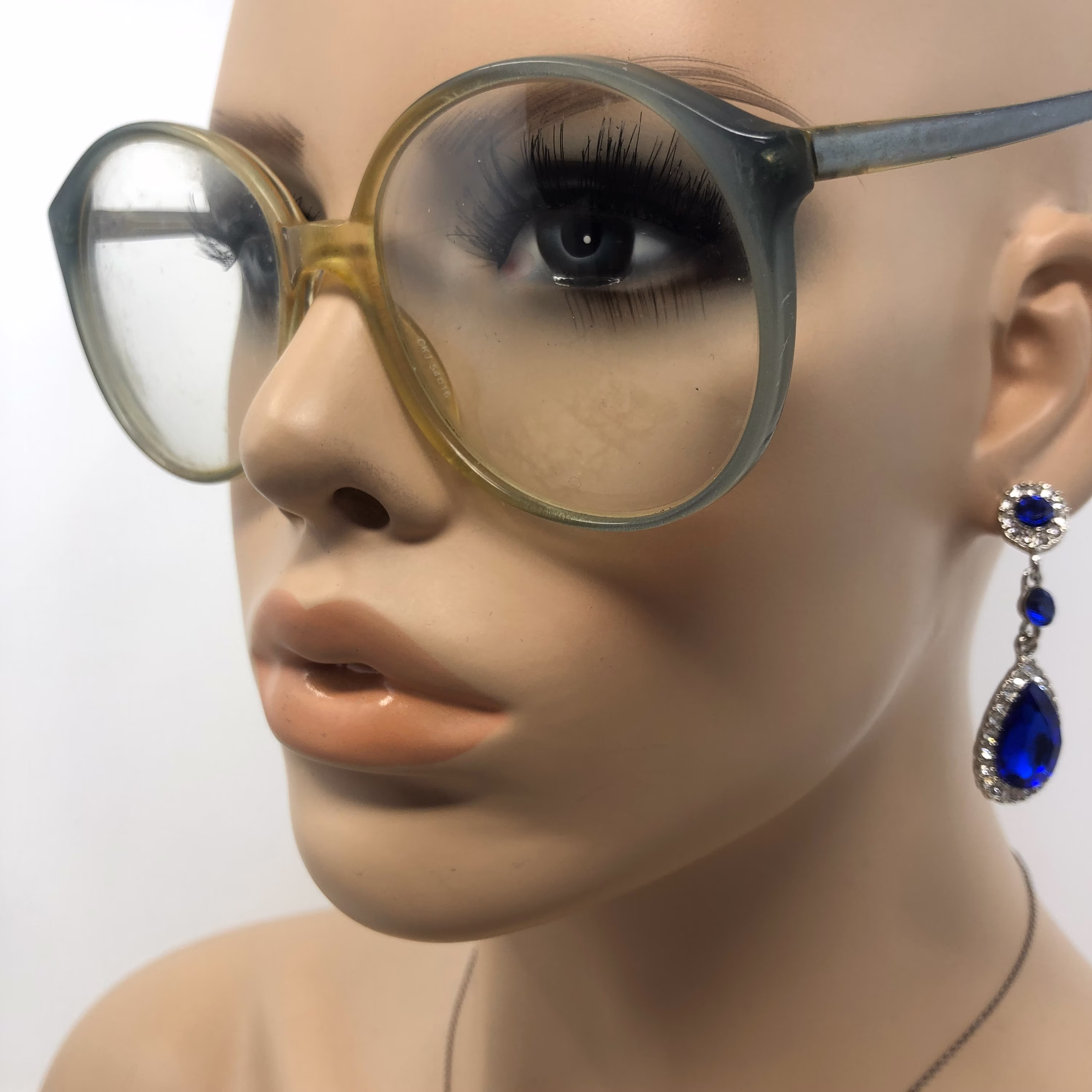 Vintage Round Oversize Eyeglasses Metzler Glasses Frame Blue Panto Used Eyeglass Frames Retro