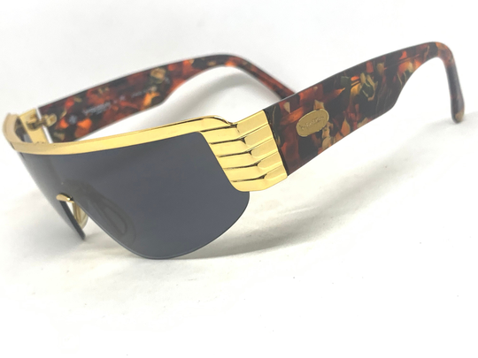 Von Furstenberg Lunettes By Ak Mod. Mf27 Col. T14 Vintage Unisex Sunglasses Gold Tortoise Frame Side Logo 90's Made in Italy