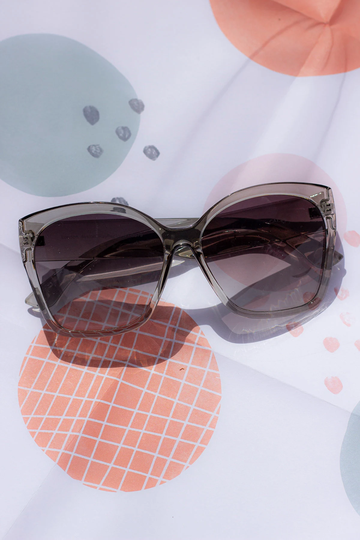 Grey Oversize Pointed Cat Eye Sunglasses