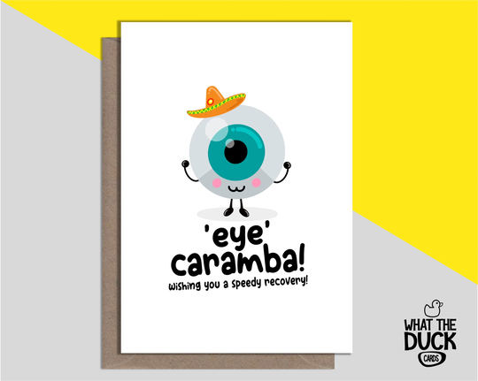 Cute & Funny Homemade Eye Operation Card For Get Well Soon With Cataract Surgery & Laser Correction By What The Duck Cards - Eyes