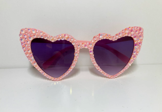Pink Heart Sparkly Sunglasses
