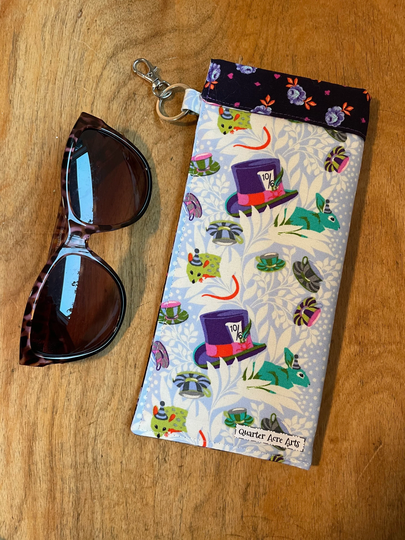 Sunglass Case, Padded Snappy Pouch, Tula Pink Quilted Glasses Gift For Beach Lover, Sunnies Pouch