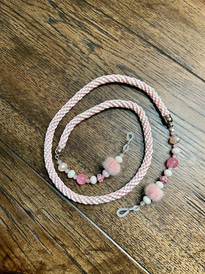 Pink Kumihimo Eyeglass Lanyard