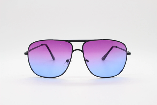 Y2K Vintage Square Aviator Sunglasses. Black Metal Frame Aviators With Vibrant Pink To Blue Gradient Lenses. Bnwt Teardrop, 2000S
