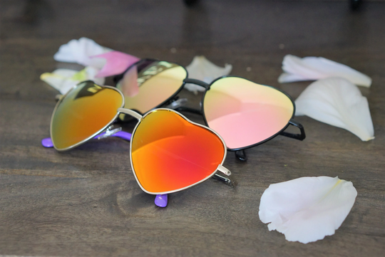 Cupid Valentine Heart Metal Frame Mirrored Spring Hinge Sunglasses