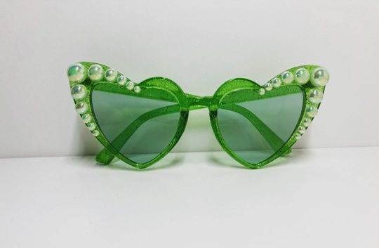Green Heart Pearl Sunglasses
