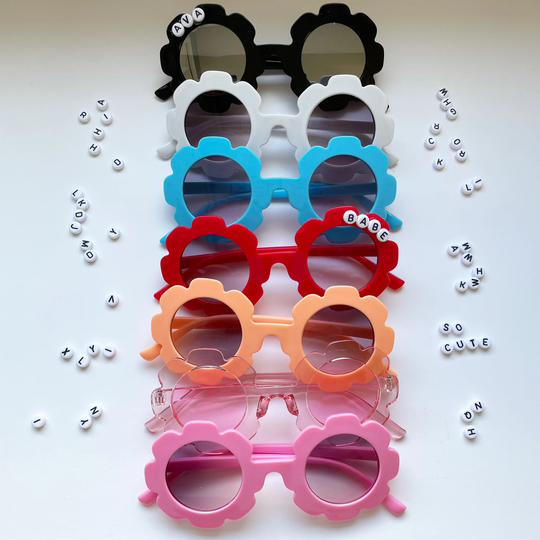 Personalized Kids Flower Sunglasses, Customized Kids Sunglasses, Flower Daisy Baby Girl Gift Ideas