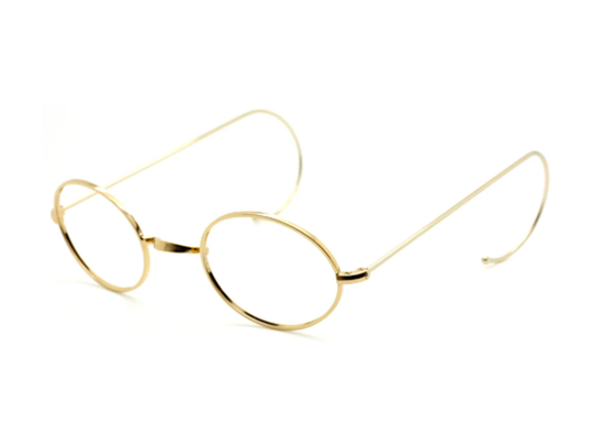 Shiny Gold Oval 1720 Glasses By Beuren in Varying Lens Sizes With Saddle Bridge | No Nose Pads, Curlsides Or Straight Arms & Sun Clip B72/A