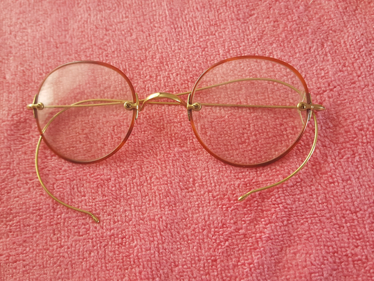 Antique Gold Gilt Glasses, Vintage Spectacles, Eye Glasses, Zylonite Eyewear