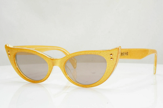 Authentic Just Cavalli Womens Sunglasses Gold Cat Eye Glitter Jc 777S 32C 27292