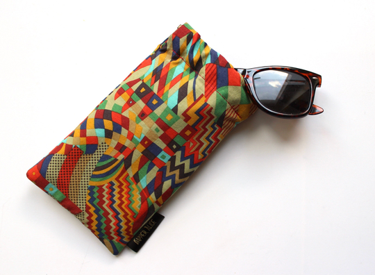 Liberty Bauhaus Sunglasses Case, Geometric Sunglass Pouch, Vintage 70S Art Fabric Accessory, Bold Print Soft Summer Gift
