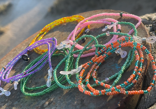 Recycled Eyeglass Chain, Funky Glasses Eco Friendly Holder, Ethical Jewellery, Rainbow Boho Recycled Jewellery
