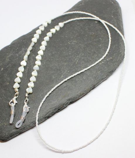 Eyeglasses Chain, Mother Of Pearl Shell Hearts Sunglasses Spectacles Holder, Glasses Gift For Her