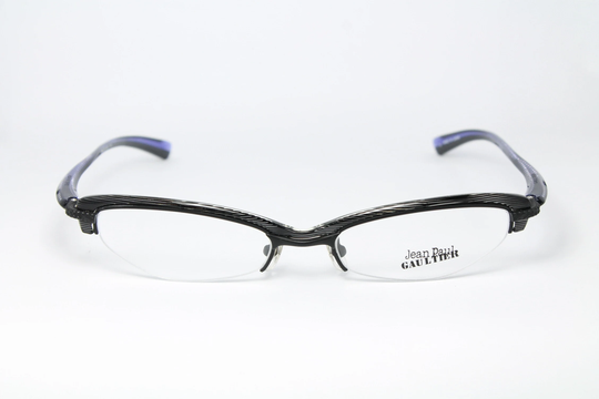 Jean Paul Gaultier 55-0067 Half Rim Oversized Cateye Purple Wide Rare Unique Vintage Steampunk Eyeglasses Frame Made in Japan