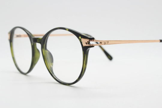 90S Vintage Round Glasses With Tortoise Front & Gold Embossed Arms. 40S, 50S Style Prescription Optical Frames. Clear Lens Eyeglasses. Rx