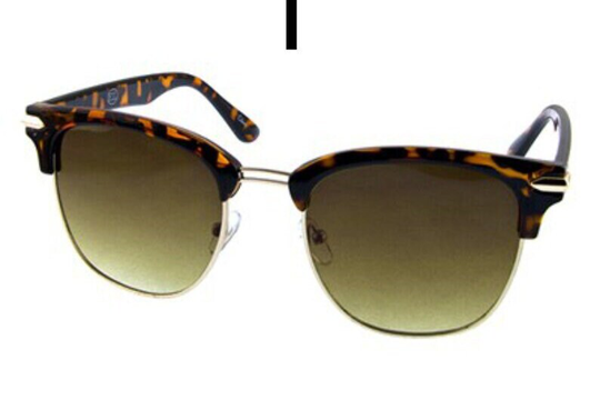 Tortoise Brown Classic Vintage Wayfarer Clubmaster Style Sunglasses - Unisex