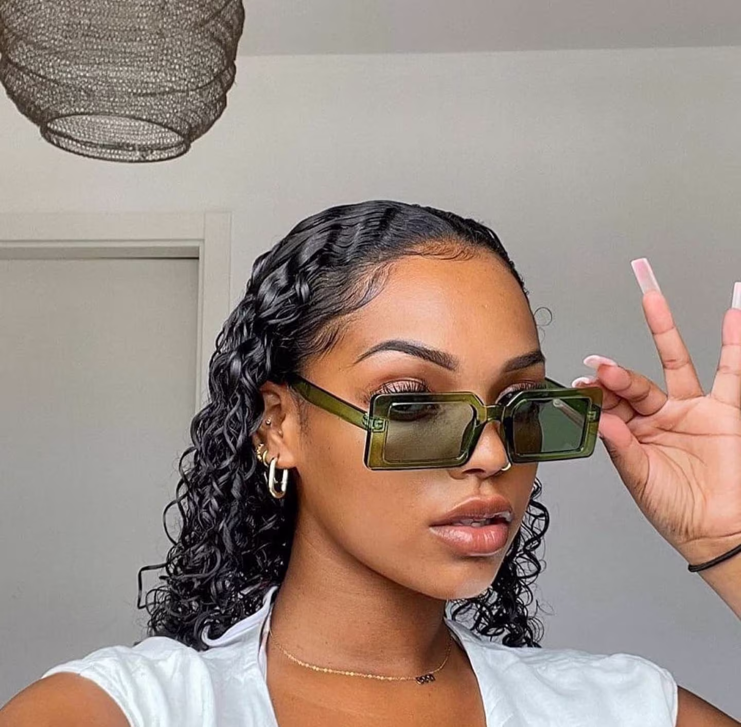 Vintage Sunglasses Oversized Retro Rectangle Frame Y2K