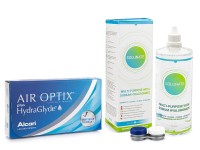 Air Optix Plus Hydraglyde (6 lenses) +Solunate Multi-Purpose 400 ml with case