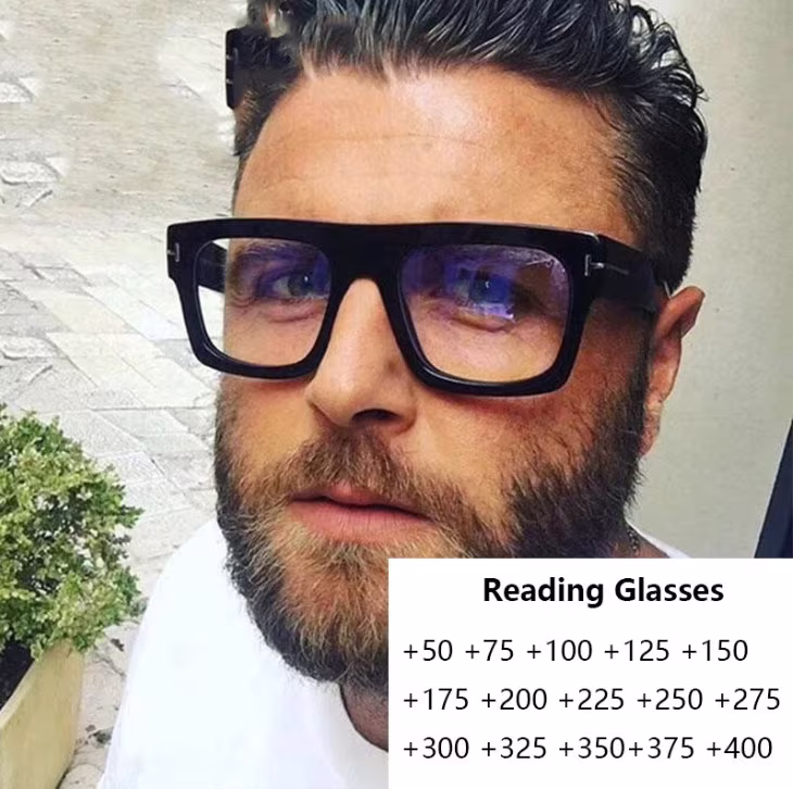Oversized Square Reading Glasses Unisex Blue Light Blocking Eyeglasses Clear Lens Prescription Eyewear Diopters 0 To +6.0
